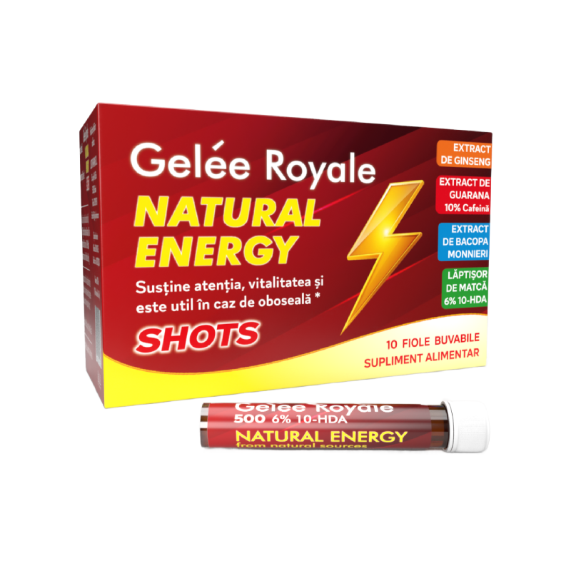 Gelee Royale Energy Shots, 10 fiole, Justin Pharma