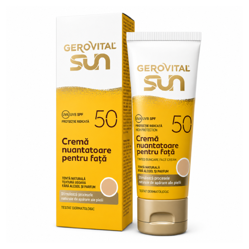 Crema nuantatoare pentru fata SPF50 Sun, 50 ml, Gerovital