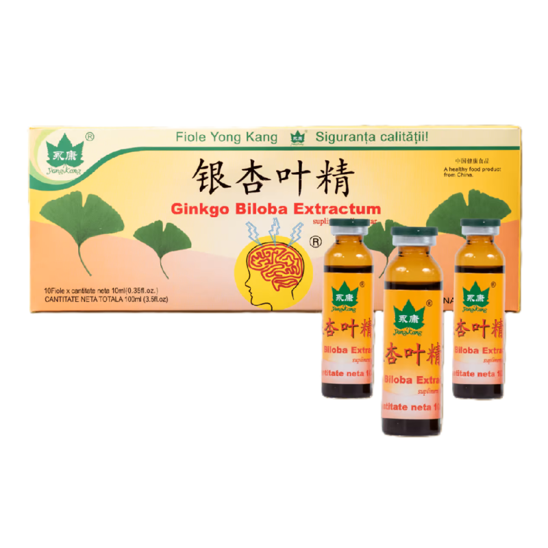 Ginkgo Biloba, 10 fiole, Yongkang International China
