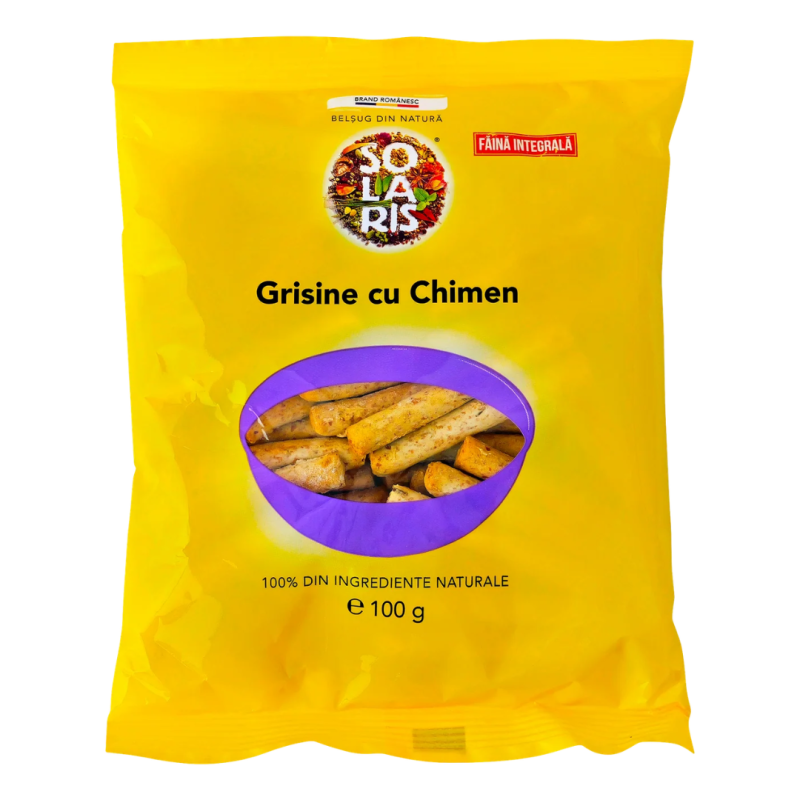 Grisine cu faina integrala si chimen, 100 g, Solaris