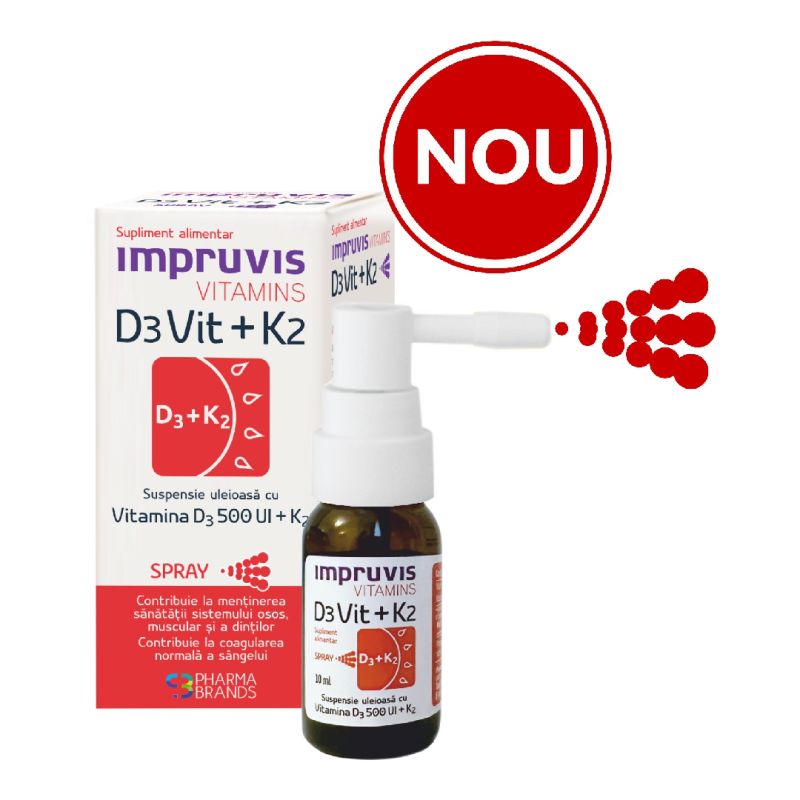 Vitamins D3Vit 500+K2 Spray, 10ml, Impruvis