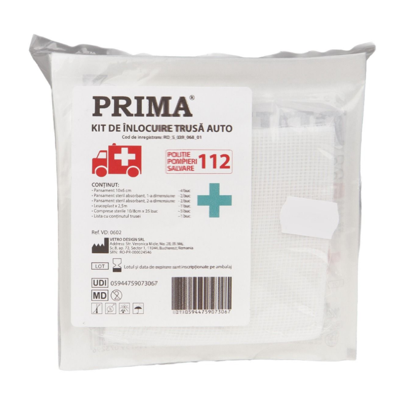Kit inlocuire trusa medicala auto, Prima