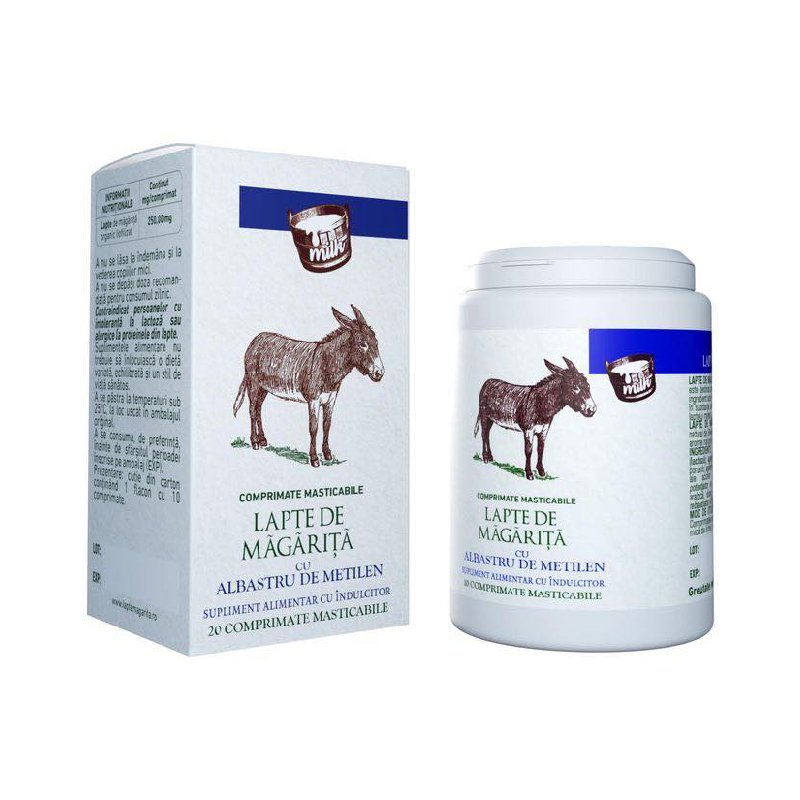 Lapte de magarita cu albastru de metilen, 20 comprimate masticabile, Sintofarm
