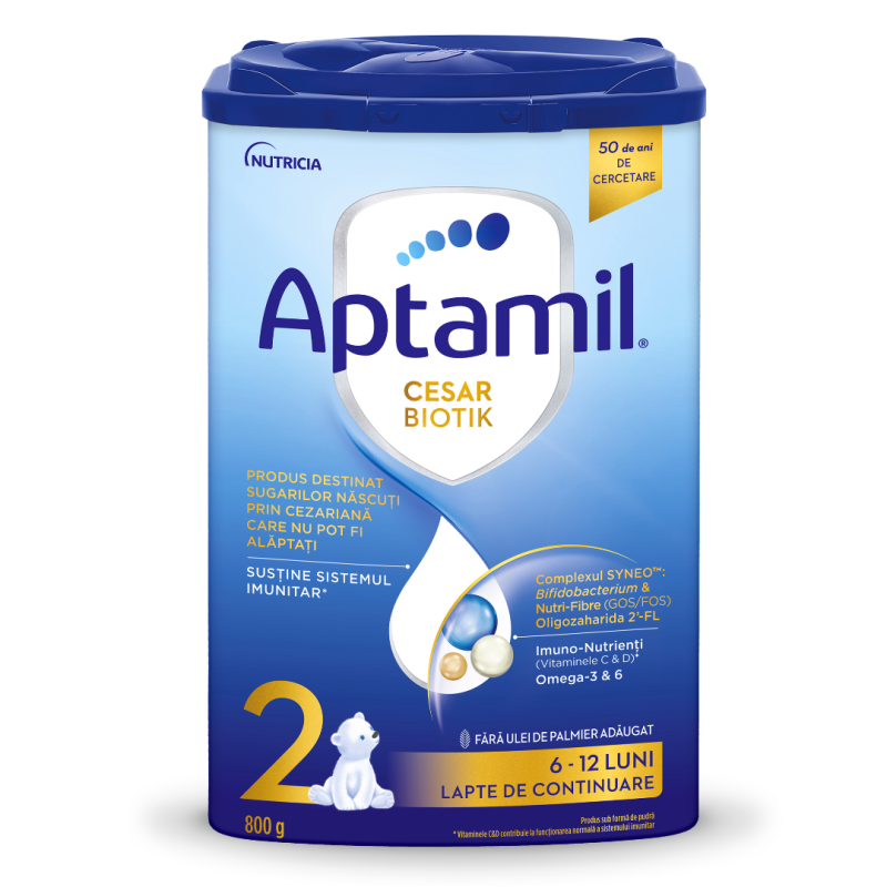Lapte praf CesarBiotik 2, 6-12 luni, 800g, Aptamil