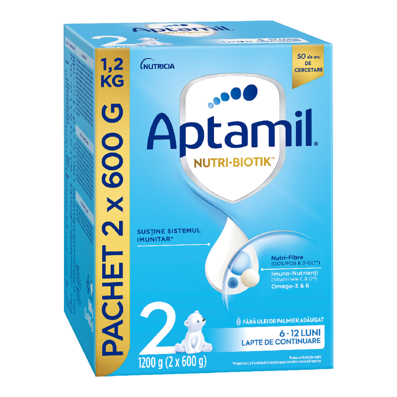 Formula de lapte praf Nutri Biotik 2, 6-12 luni, 1200 g, Aptamil