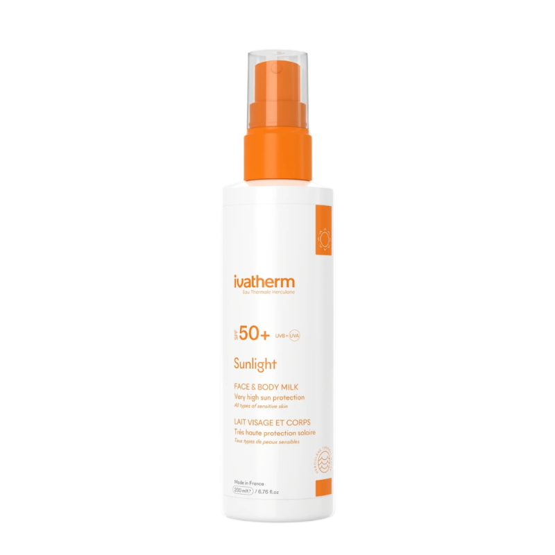 Lapte pentru fata si corp cu protectie solara SPF 50+ Sunlight, 200 ml, Ivatherm