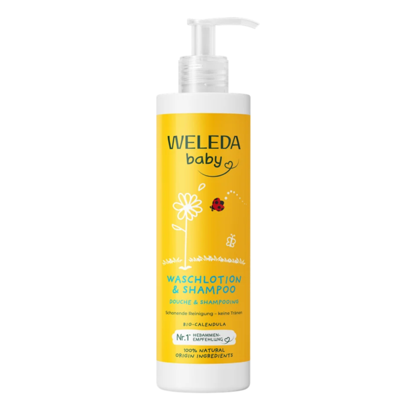 Lotiune de curatare si sampon cu galbenele Baby, 400 ml, Weleda