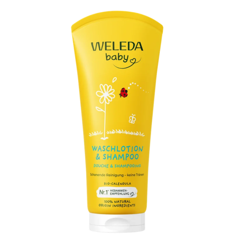Lotiune de curatare si sampon cu galbenele Baby, 200 ml, Weleda