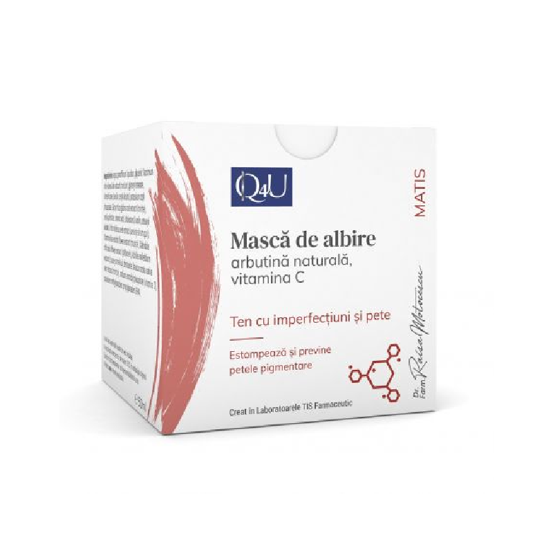 Masca de albire Q4U, 50 ml, Tis Farmaceutic