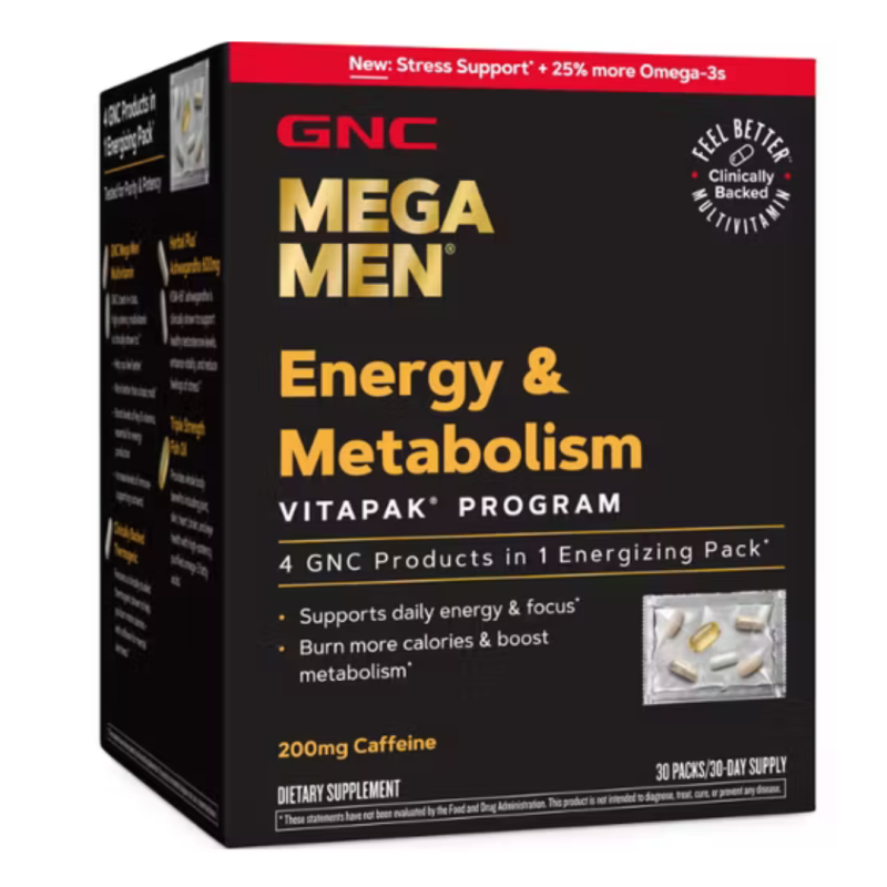 Mega Men® Energy&Metabolism Vitapak® Complex de Multivitamine pentru Barbati, 30 pliculete, GNC