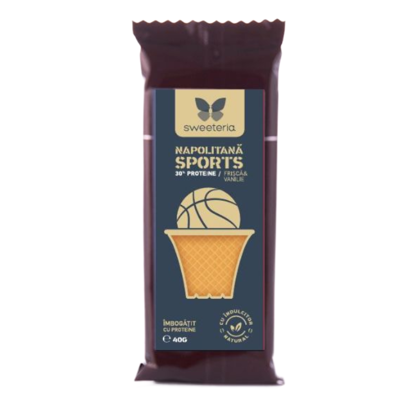 Napolitane Sports cu crema de frisca, vanilie si Stevia, 40 g, Sweeteria