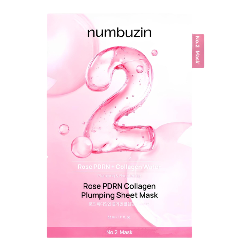 Masca de fata No.2 Rose PDRN Collagen Plumping Sheet, 33 ml, Numbuzin