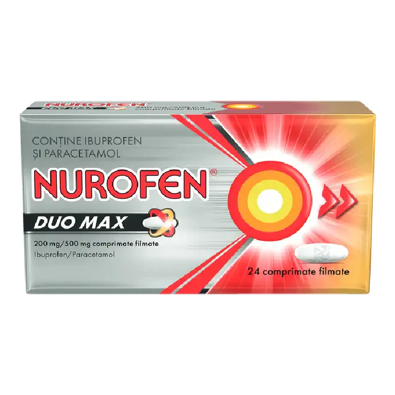 Nurofen Duo Max, 200mg/500mg, 24 comprimate filmate, Reckitt