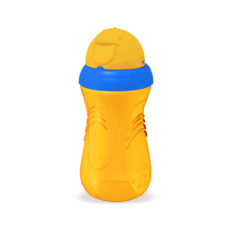 Pahar sport cu pai, portocaliu, +6luni, 350ml, PUR