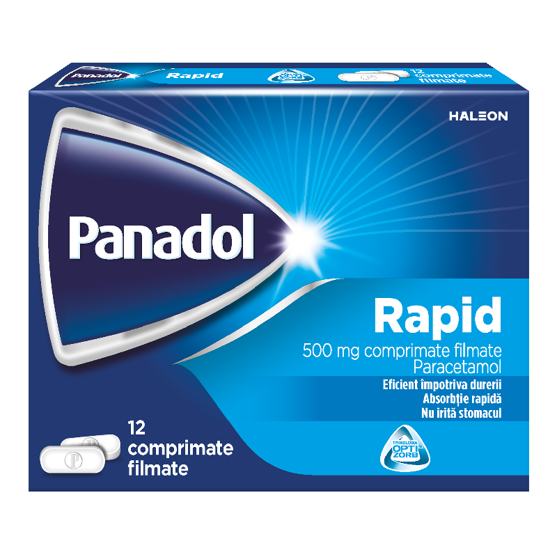 Panadol Rapid, 500 mg, 12 comprimate filmate, Haleon