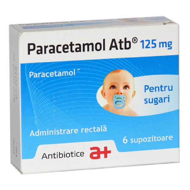 Paracetamol ATB 125 mg, 6 supozitoare, Antibiotice SA
