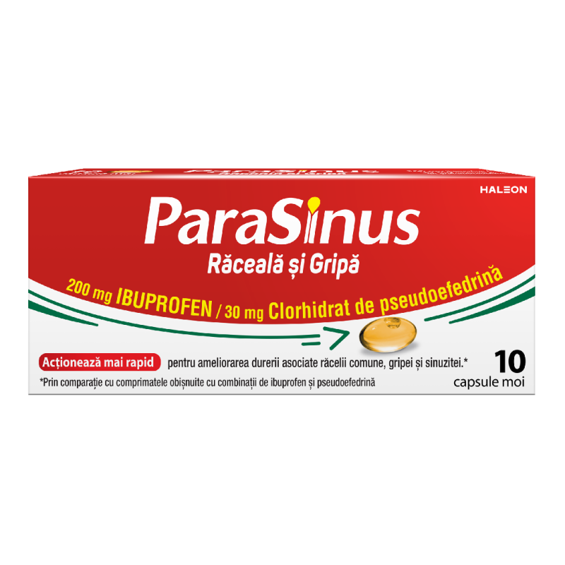 Parasinus Raceala si Gripa, 200 mg/30 mg, 10 capsule moi, Haleon