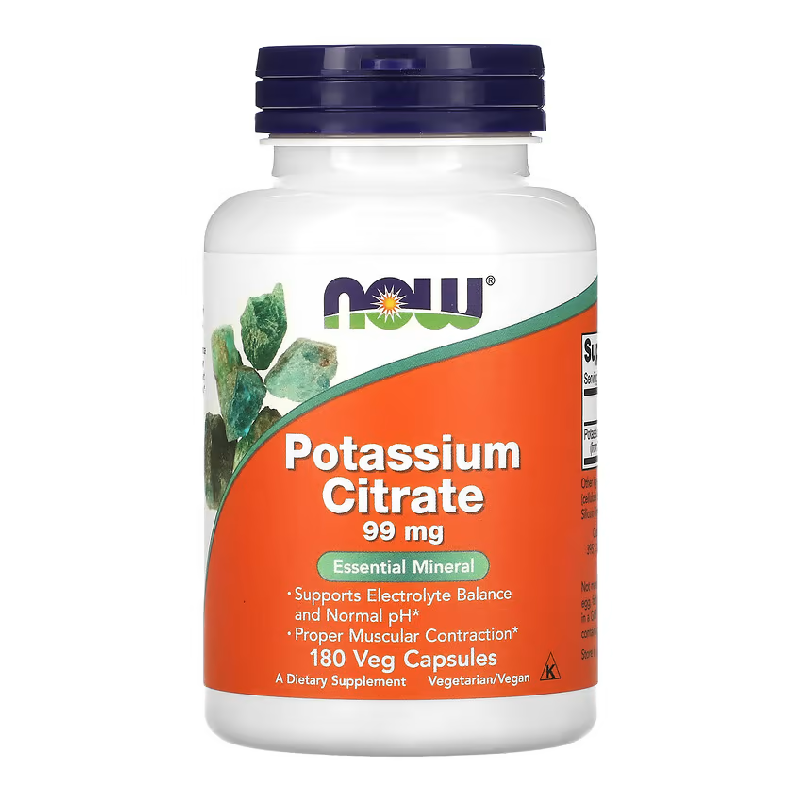Potasiu Citrat, 99 mg, 180 capsule vegetale, Now Foods