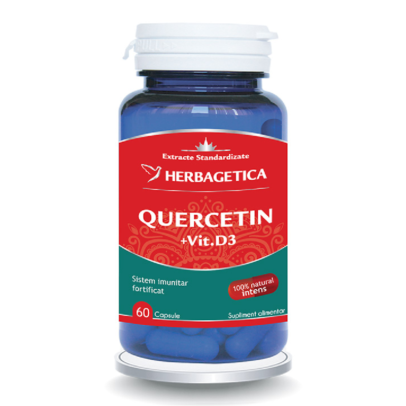 Quercetin cu Vitamina D3, 60 capsule, Herbagetica