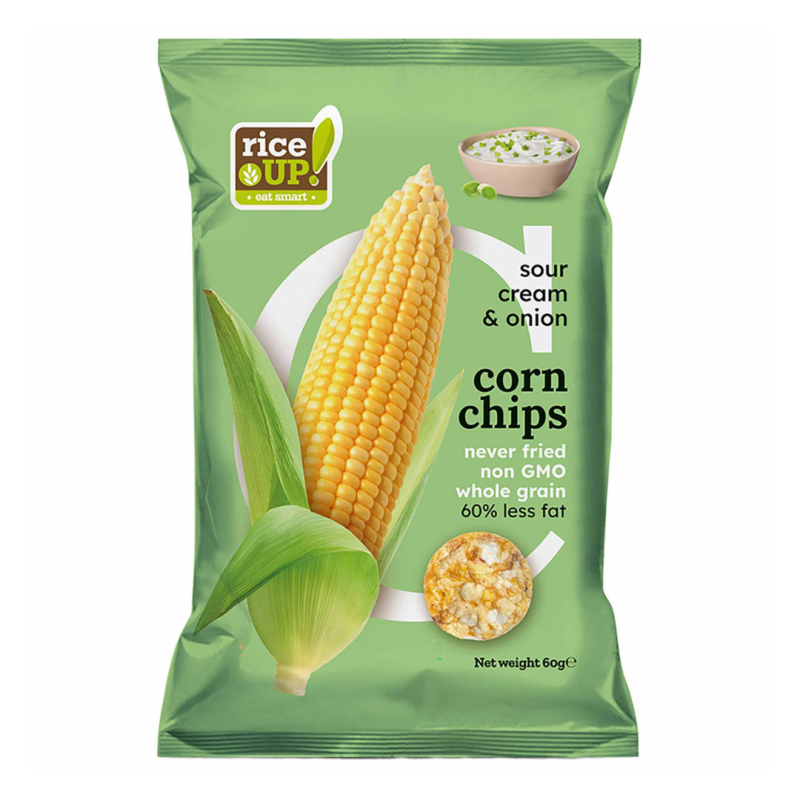 Chips din porumb cu aroma de ceapa si smantana, 60g RiceUp