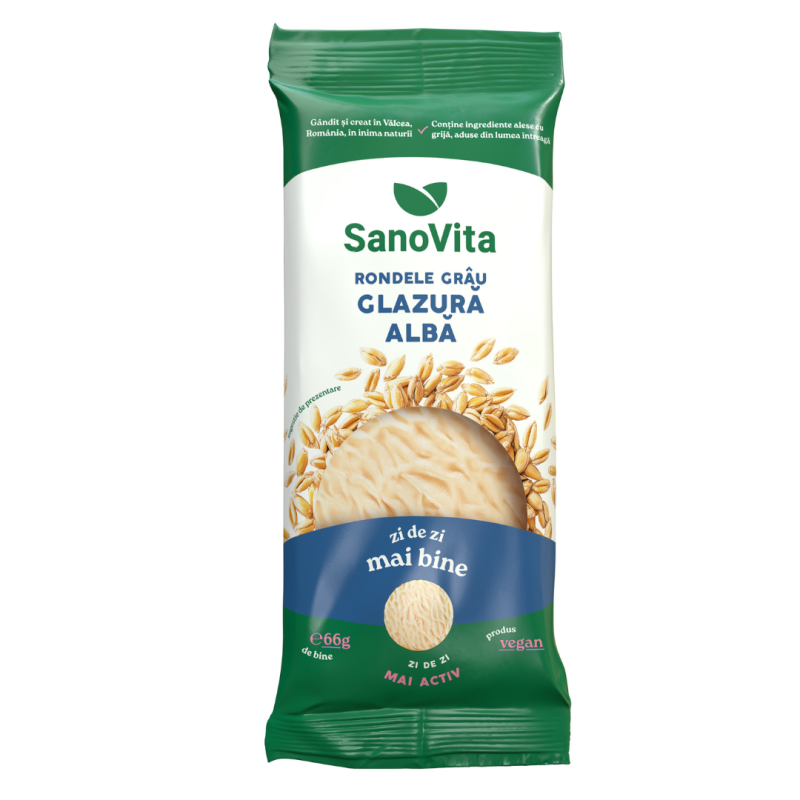 Rondele din grau cu glazura alba, 66g, Sanovita