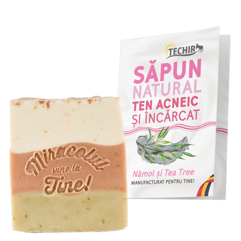 Sapun natural pentru ten acneic si incarcat, 120 g, Techir