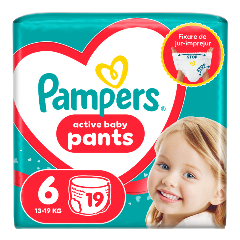 Scutece chilotel Active Baby Pants, marimea 6, 13-19 kg, 19 bucati, Pampers