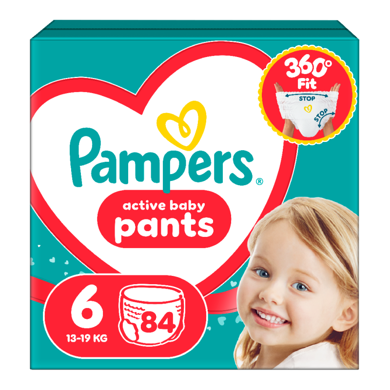 Scutece chilotel Active Baby Pants, marimea 6, 13-19 kg, 84 bucati, Pampers