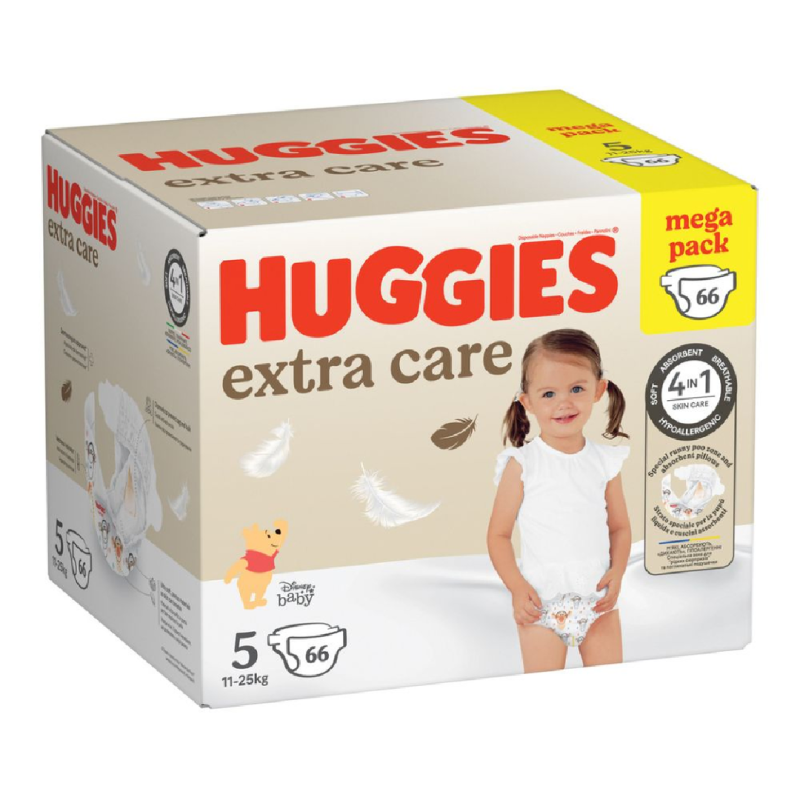 Scutece Extra Care Marimea 5, 11-25 kg, 66 bucati, Huggies
