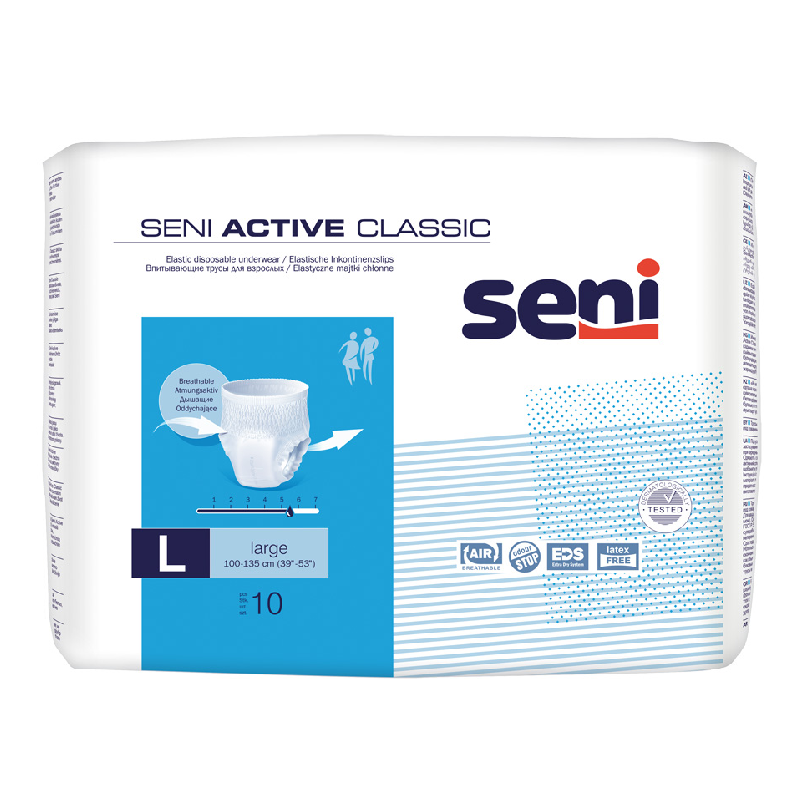 Scutece tip chilot pentru adulti Active Classic Large, 10 bucati, Seni