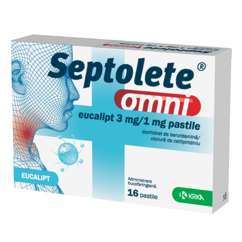 Septolete omni eucalipt, 3 mg/1 mg, 16 pastile, Krka