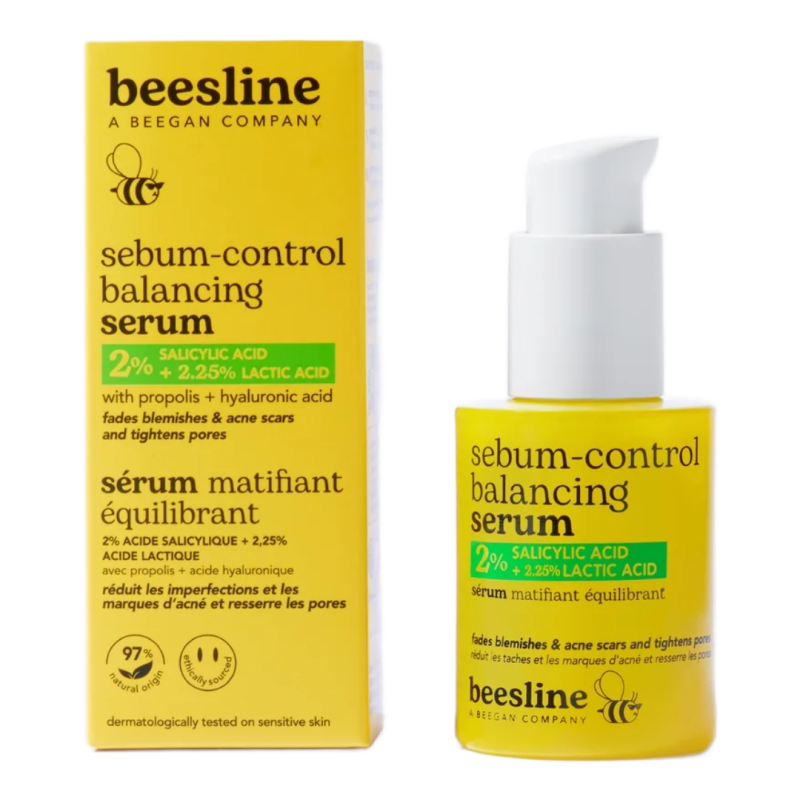 Ser facial echilibrant pentru controlul sebumului, % Acid Salicilic + 2,25% Acid Lactic, 30 ml, Beesline