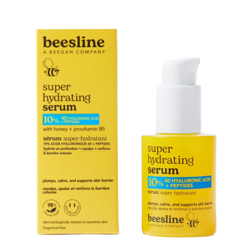 Ser facial super hidratant cu 10% Acid Hialuronic 4D si Peptide, 30 ml, Beesline