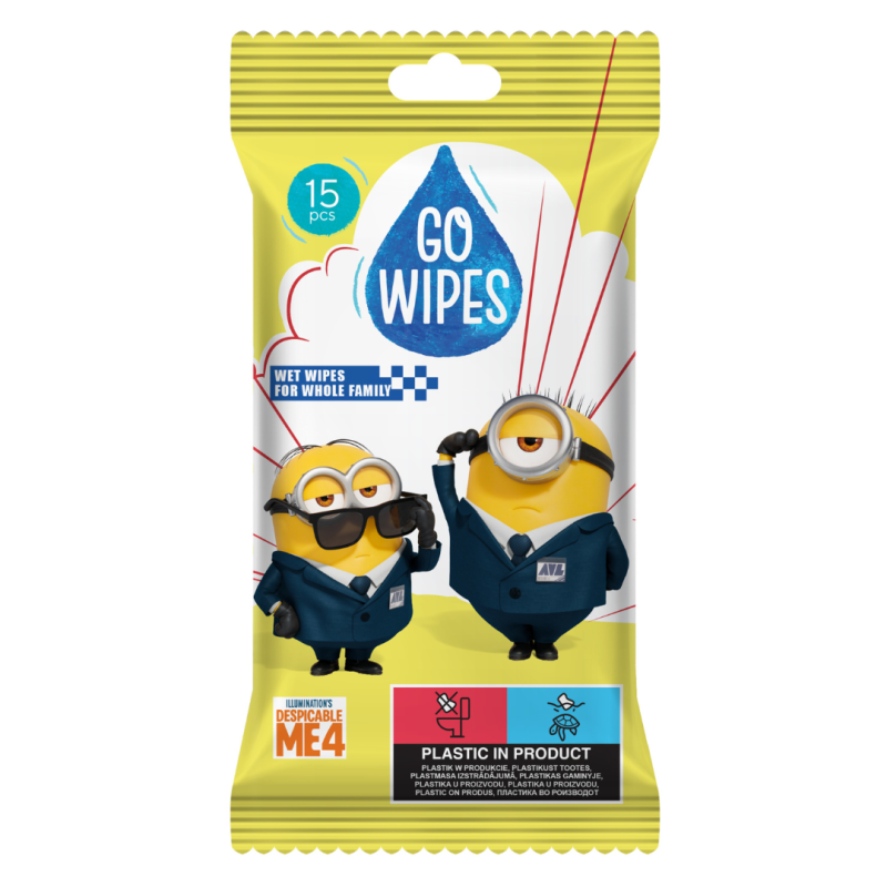 Servetele umede pentru copii Minions, 15 bucati, Go Wipes