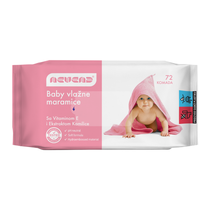 Servetele umede pentru copii Pink Baby, 72 bucati, Nevena