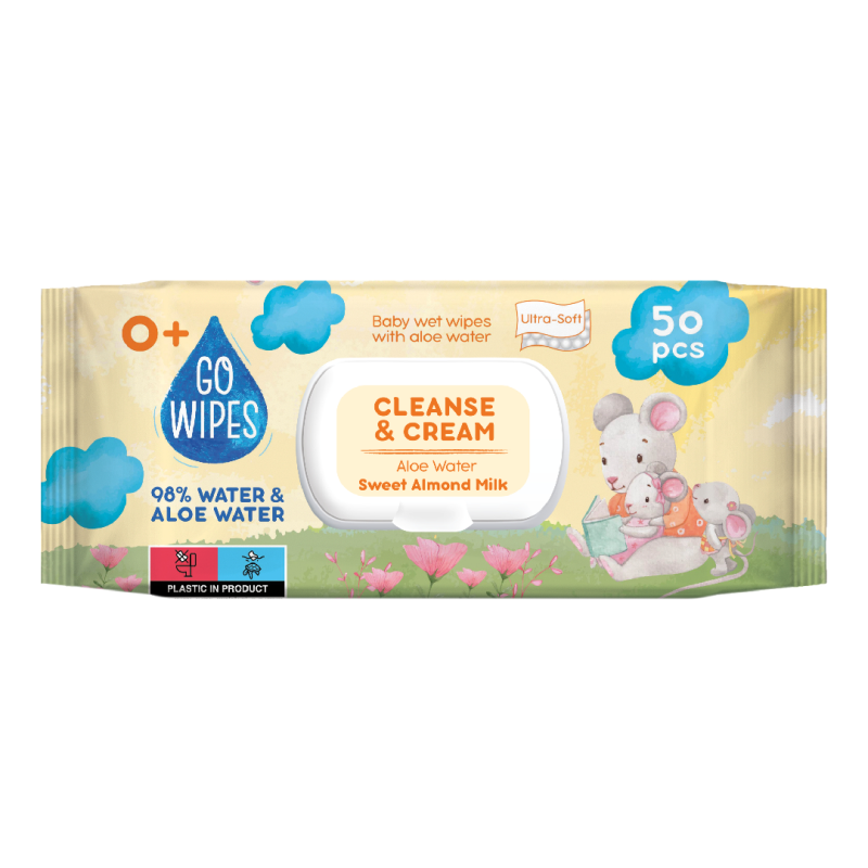 Servetele umede pentru copii, cu apa de aloe si musetel, 50 bucati, Go Wipes