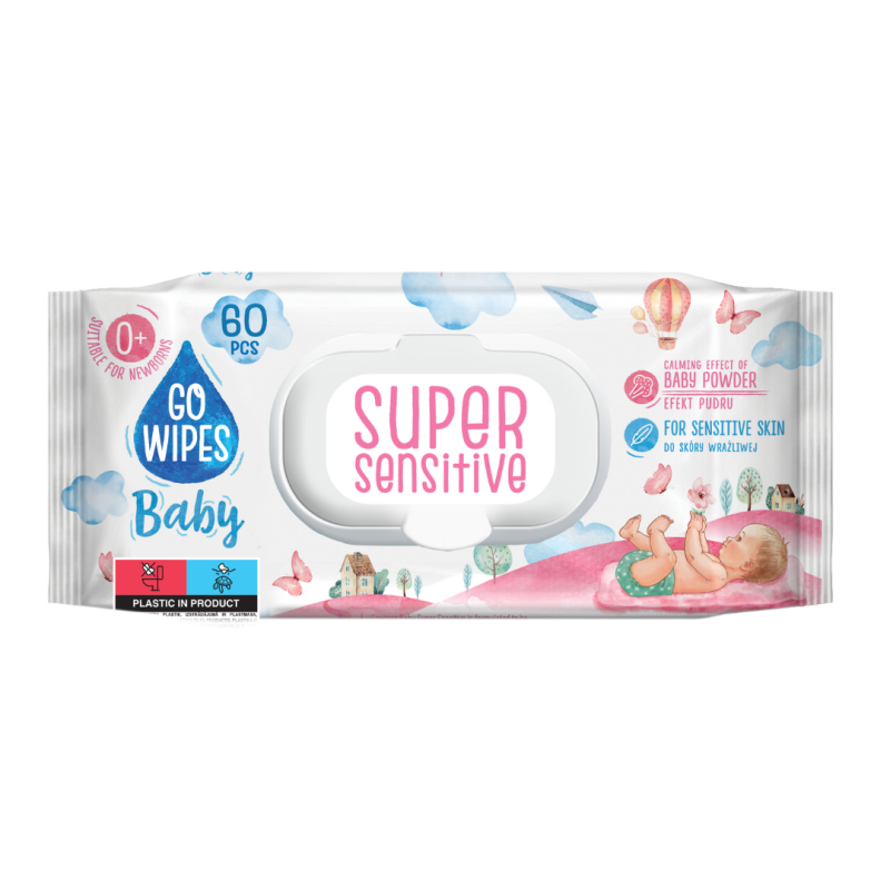 Servetele umede pentru copii Super Sensitive, 60 bucati, Go Wipes