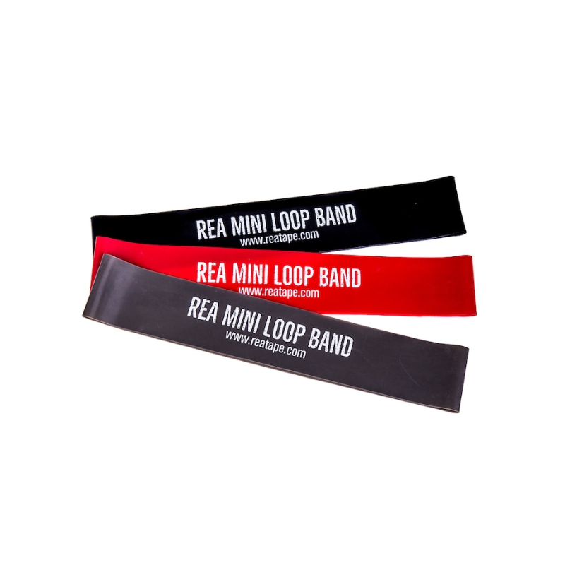 Set 3 mini benzi elastice REA Tape Mix, 3 niveluri de rezistenta, Multicolor