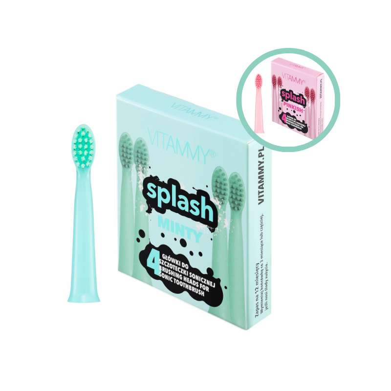 Set 4 rezerve periuta de dinti VITAMMY Splash, verde/ roz