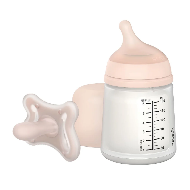 Set biberon anticolici 180ml variabil+Suzetă -2-2 luni, Zero Zero, Suavinex