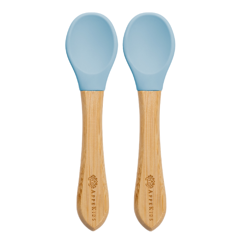 Set lingurite din bambus, 6 luni+, Aqua Blue, Appekids