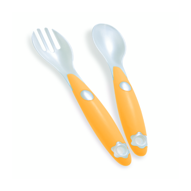 Set tacamuri furculita si lingura, galben, PUR