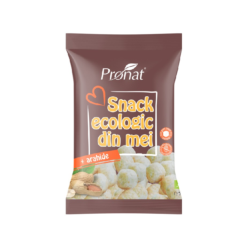 Snack bio din mei cu arahide, fara gluten, 75g, Pronat