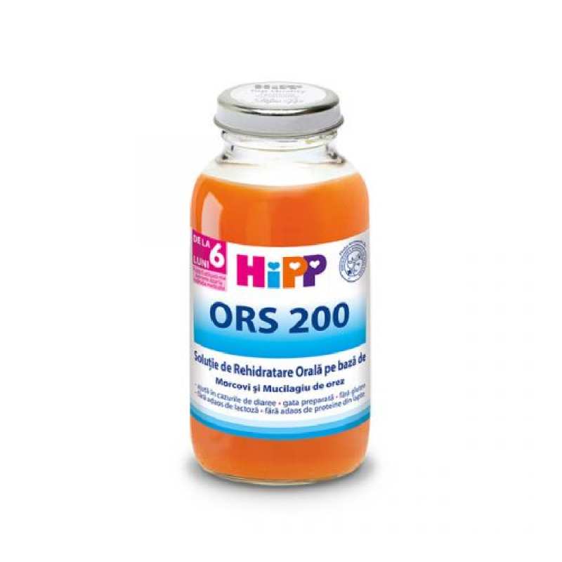 Solutie de rehidratare orala pe baza de morcov si orez ORS 200, 200 ml, Hipp
