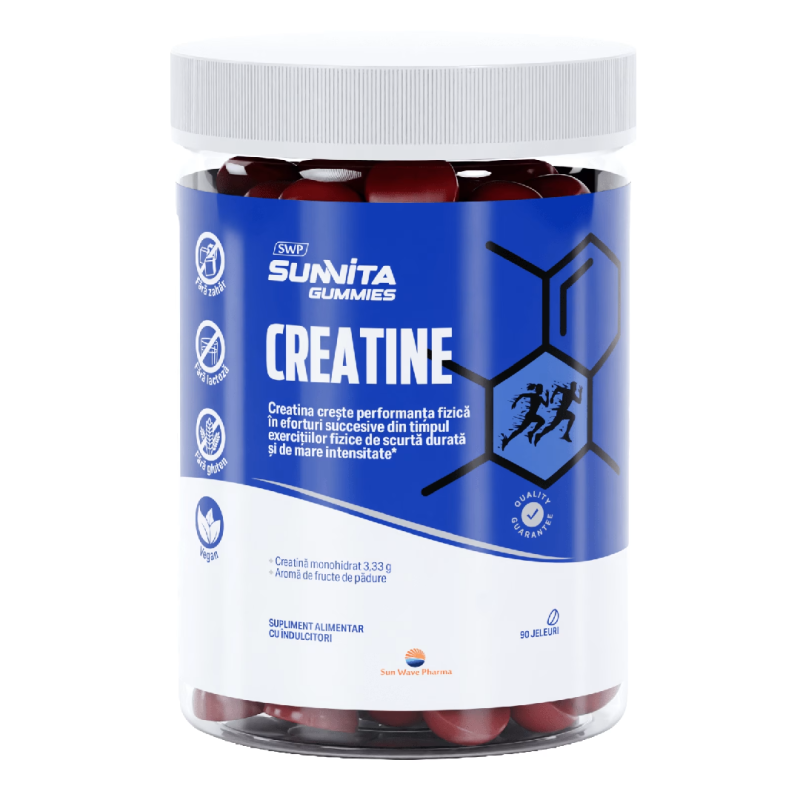 Jeleuri cu creatina Sunvita Gummies Creatine, 90 jeleuri, Sun Wave Pharma