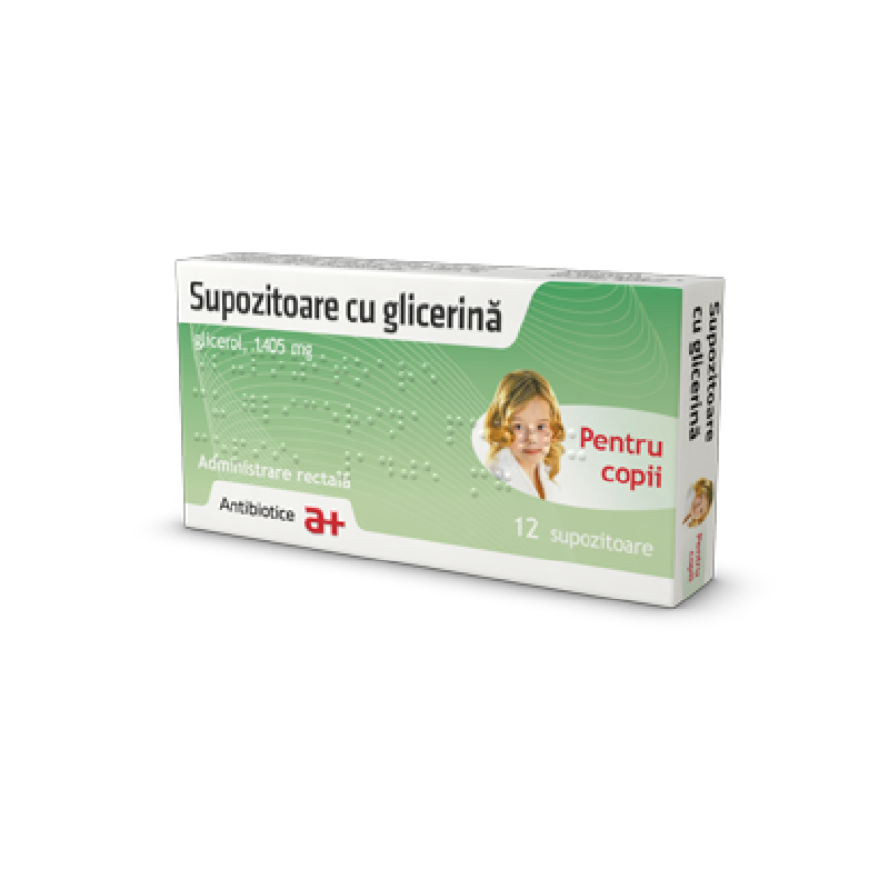 Supozitoare cu glicerina copii, 1405 mg, 12 supozitoare, Antibiotice SA