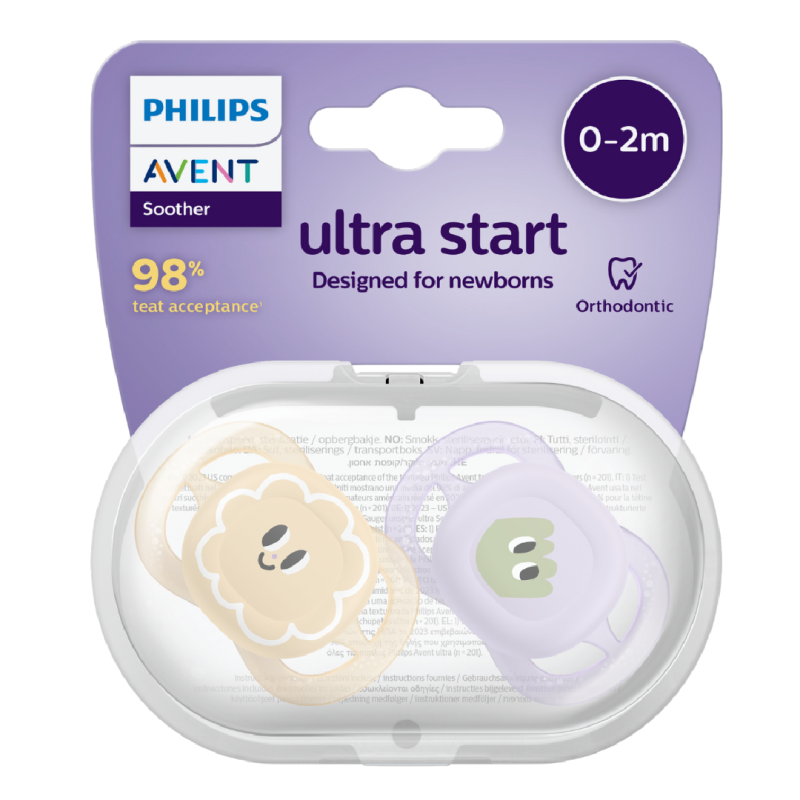 Suzete Ultra Start, 0-2 luni, SCF075/13, Eyes, 2 bucati, Philips Avent