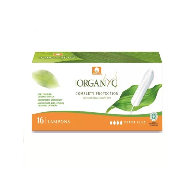 Tampoane din bumbac organic Super Plus, 16 bucati, Organyc