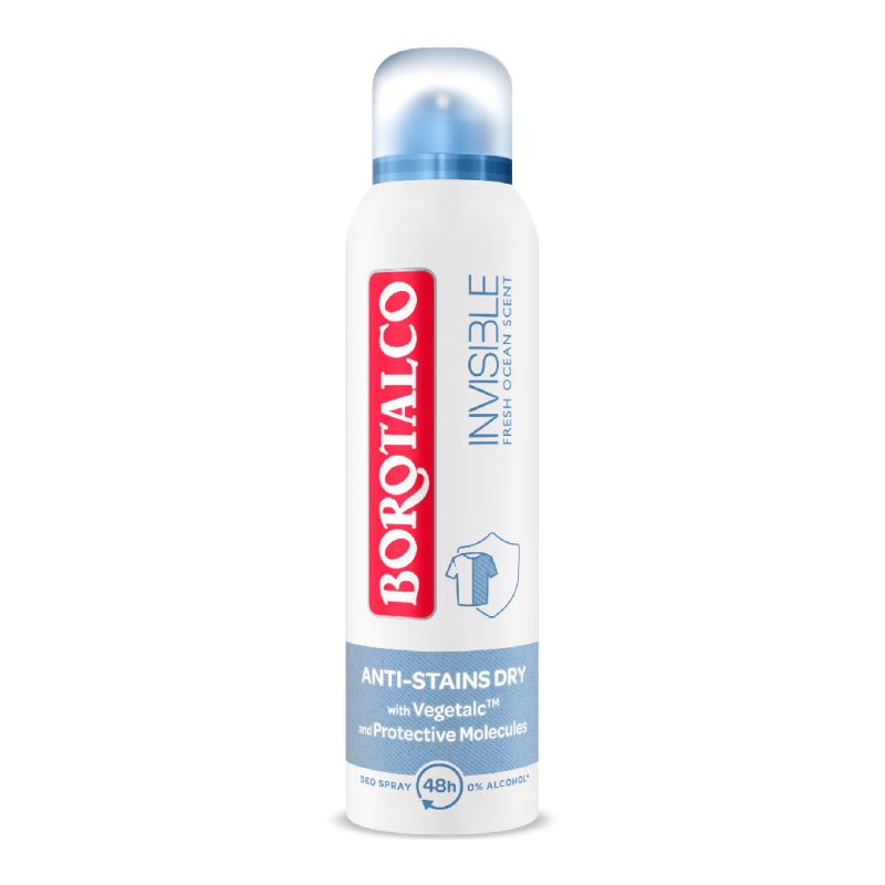 Deodorant Spray antiperspirant Invisible Blue, 150 ml, Borotalco