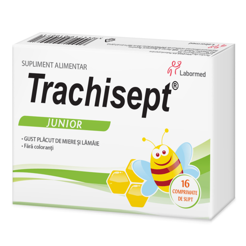 Trachisept Junior cu miere si lamaie, 16 capsule, Labormed